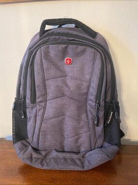 SwissGear Purple-Gray Laptop Backpack with Red Logo